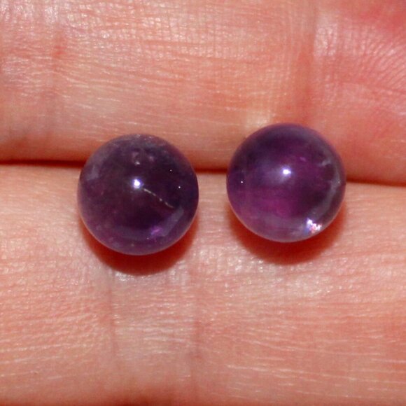 Sterling Silver Amethyst Ball Stud Earrings - Picture 4 of 4